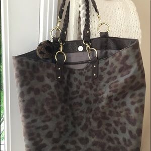 Steve Madden animal print tote in green and brown.